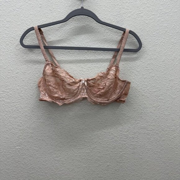 Victorias Secret Unlined Demi Floral Lace Adjustable Strap Bra Womens size 38C - Picture 1 of 7